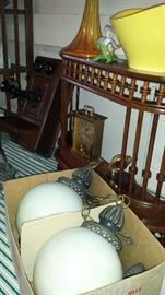 Light fixtures from Hotel Robidoux plus much other antiques. Kelloge Wood wall phone