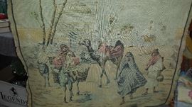 French tapestry plus other vintage fabrics and linens