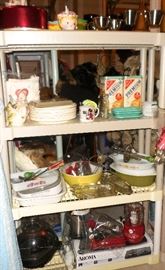 Pyrex, Corningware, Small Kitchen Appliances; Vintage Kitchen Figurines; Cookie Cutters