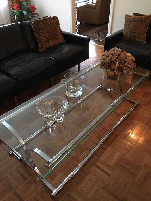 Glass and Chrome Coffee table