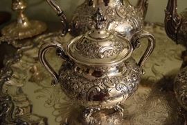 Reed and Barton Tea Service/ Silver Plate/ Hand Chased
