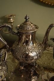 Reed and Barton Tea Service/ Silver Plate/ Hand Chased