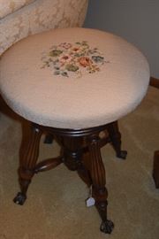 Piano Stool with embroidered seat