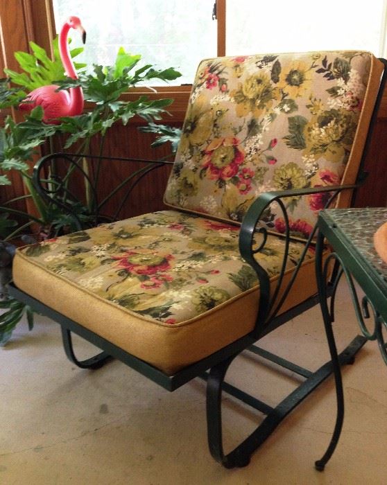 wrought iron mid century rocker