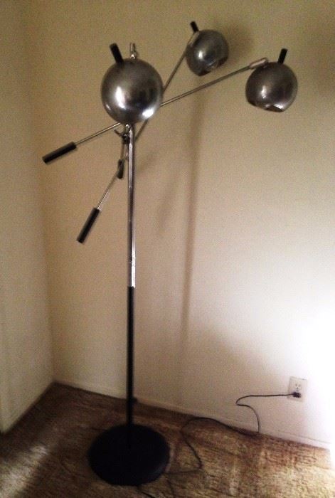 mid century chrome eyeball cantilevered floor lamp Robert Sonneman