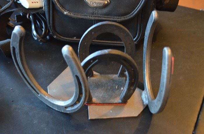 Unique Horseshoe Bookends and smaller Horseshoe Holder