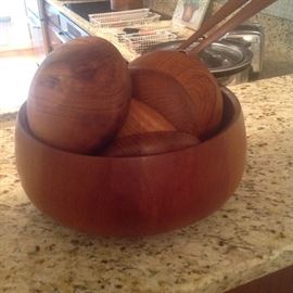 Vintage wood salad set