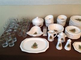 Large set of Pfaltzgraff Christmas dishes and serving pieces 