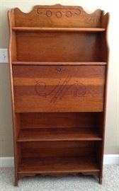 Oak drop front desk/bookcase