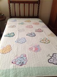 Hand pieced, hand quilted butterfly quilt, in great condition