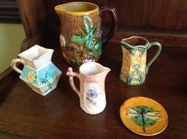 Majolica and a small pitcher purchased from Anna Houston collection auction
