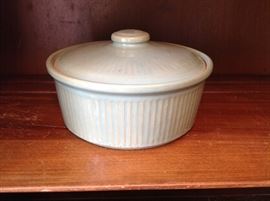 Old green pottery casserole