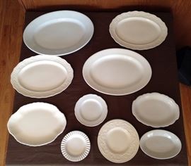 Collection of white platters and dishes