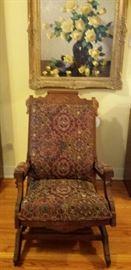 Antique rocker chair; yellow roses by A.D. Greer