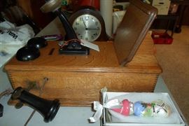 vintage oak wall phone