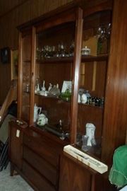 vintage walnut, mid-century china hutch, have matching buffet