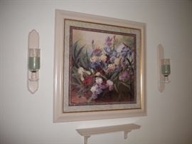 Off White/Cream Sofa/Couch & Coffee table & Wall  ensemble