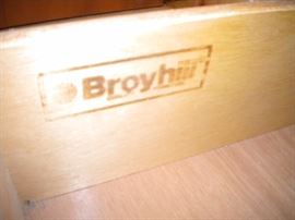 Broyhill bedroom set..King bed, night stand, dresser, mirror, chest of drawers and chest with two drawers. King mattress and box springs...has been vacuumed weekly.