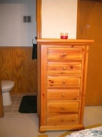 Broyhill bedroom set..King bed, night stand, dresser, mirror, chest of drawers and chest with two drawers. King mattress and box springs...has been vacuumed weekly.