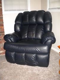 Black leather oversized recliner