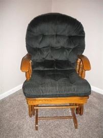 Oak/cushioned glider chair