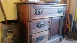 Oak Cabinet with marble top.  Beautiful and Functional