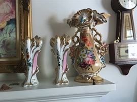 Antique, Hand Painted Vases