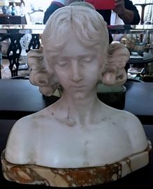 Carved Marble Lady Bust