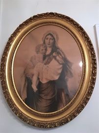 Large Madonna and Child Framed Picture