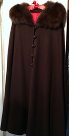 Wool and mink trimmed Cape