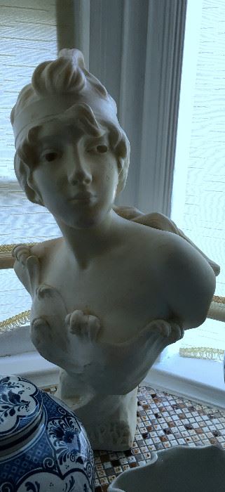 Carved, Marble Lady Bust
