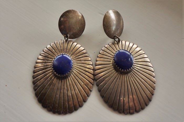 Navajo sterling earrings signed Bahe