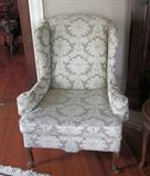 One of two matching Queen Anne wing chairs.