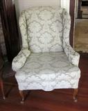 Second of two matching Queen Anne wing chairs.