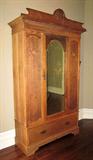 Great antique oak armoire with mirrored door; 7.5 feet tall, 53.5" wide, 20.5" deep.