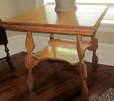 Antique oak square table. Table top is 20" square.