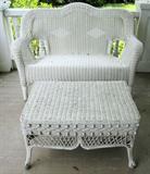This is a sampling of a large amount of older and newer wicker available for sale.