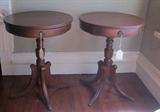 Nice pair of smaller mahogany drum tables; currently being used as bedside tables.