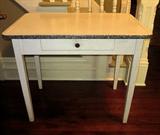 Very nice, old enamel table with drawer; granite enamel edges.