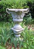 Large concrete urn and pedestal.