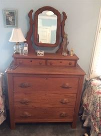 Oak Antique Dresser & Mirror