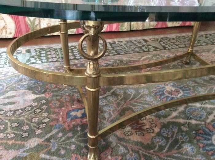 Detail of Lion Head Brass Coffee table legs, by LaBarge