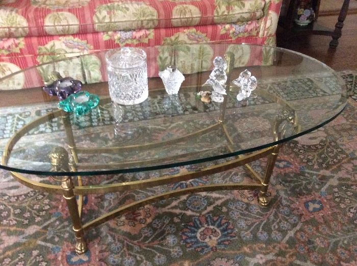 La Barge, Glass & Brass Coffee table, Some of the Waterford Crystal items