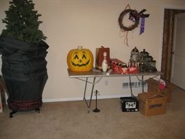 Very large lighted pumpkin, Plus dated Coke bottles