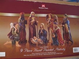 36" 9-piece Hand painted Nativity set