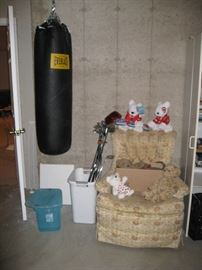 Everlast boxing bag, golf clubs, nice rocking chair