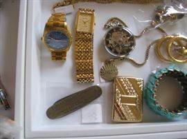 Gruen watches + Shell fob with see through pocket watch - Eureka adv slimline pocket knife