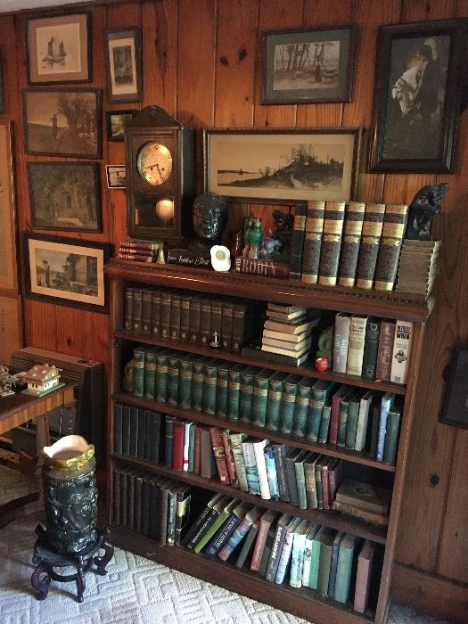 Especially nice bookcase.  The beautiful old clock keeps accurate time and chimes beautifully.