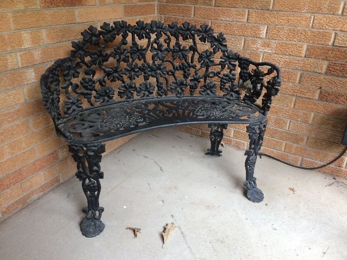 Cast Iron Style Floral Bench