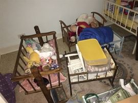 Handmade antique doll cribs